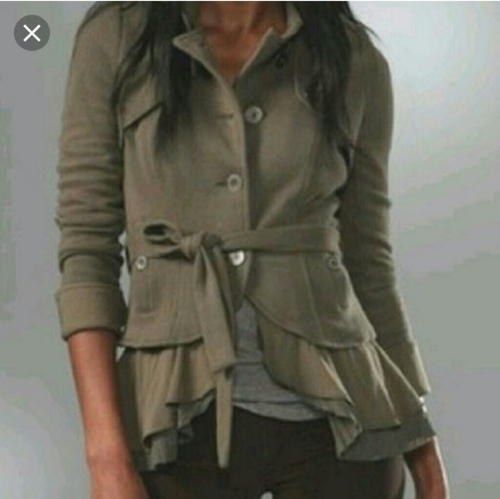 Free people olive peplum ruffled jacket